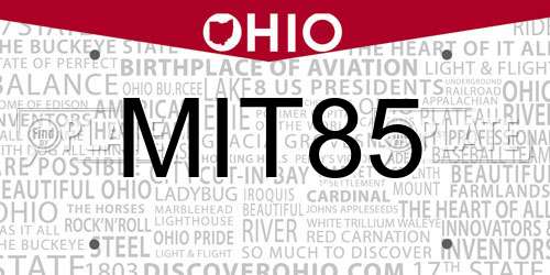 MIT85 Ohio License Plate