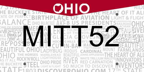 MITT52 Ohio License Plate