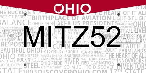 MITZ52 Ohio License Plate