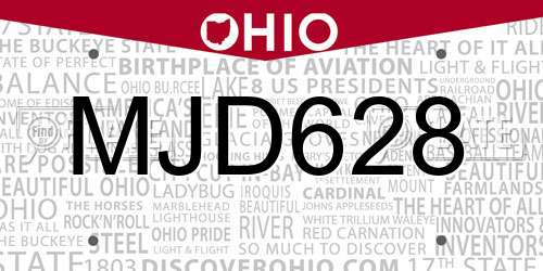 MJD628 Ohio License Plate