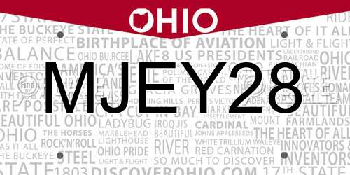 MJEY28 Ohio License Plate