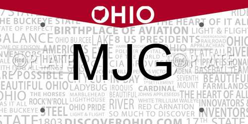 MJG Ohio License Plate