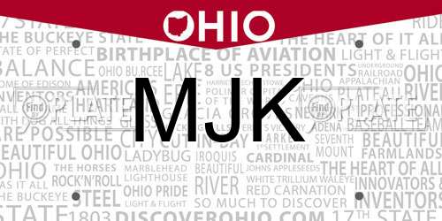 MJK Ohio License Plate