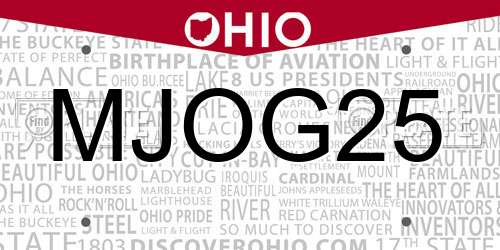 MJOG25 Ohio License Plate