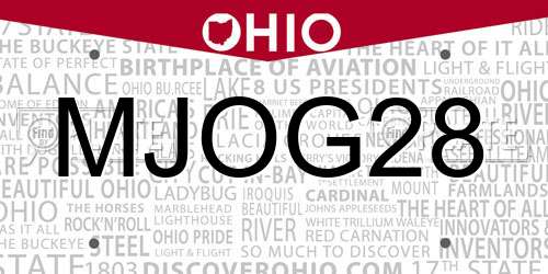 MJOG28 Ohio License Plate