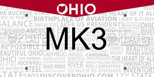 MK3 Ohio License Plate