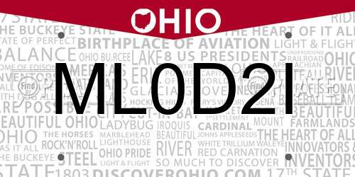 ML0D2I Ohio License Plate