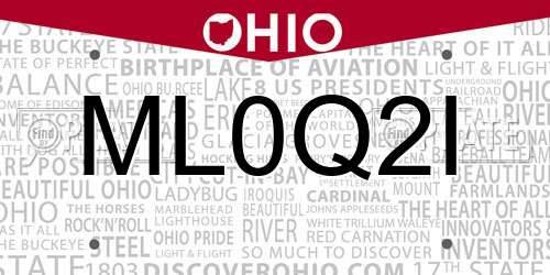 ML0Q2I Ohio License Plate