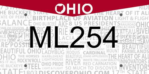 ML254 Ohio License Plate