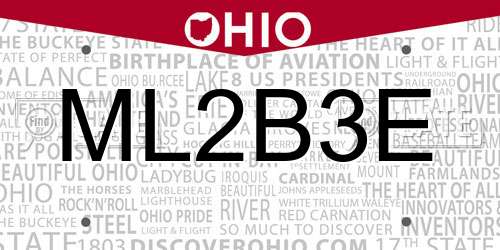 ML2B3E Ohio License Plate