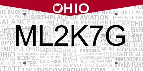 ML2K7G Ohio License Plate