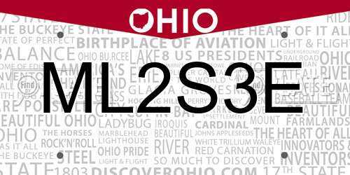 ML2S3E Ohio License Plate