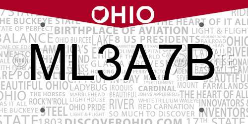 ML3A7B Ohio License Plate