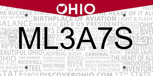 ML3A7S Ohio License Plate