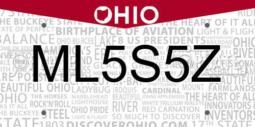 ML5S5Z Ohio License Plate