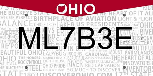 ML7B3E Ohio License Plate