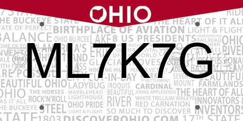 ML7K7G Ohio License Plate