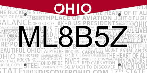 ML8B5Z Ohio License Plate