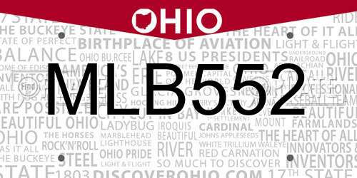 MLB552 Ohio License Plate