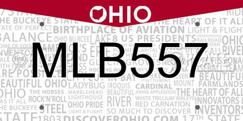 MLB557 Ohio License Plate
