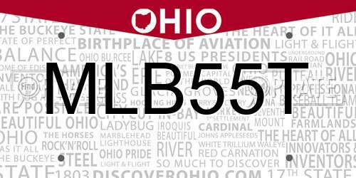 MLB55T Ohio License Plate