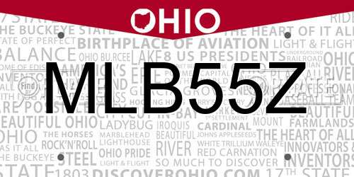 MLB55Z Ohio License Plate