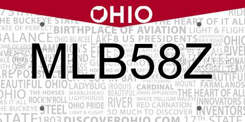 MLB58Z Ohio License Plate
