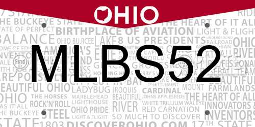 MLBS52 Ohio License Plate