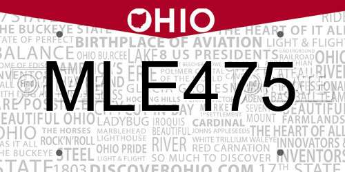 MLE475 Ohio License Plate