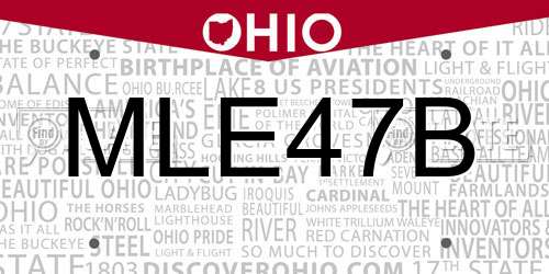 MLE47B Ohio License Plate