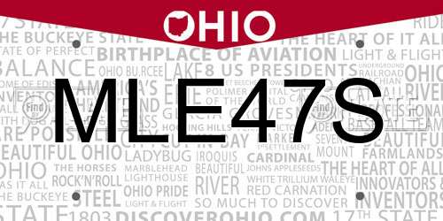 MLE47S Ohio License Plate