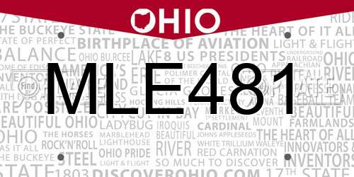 MLE481 Ohio License Plate