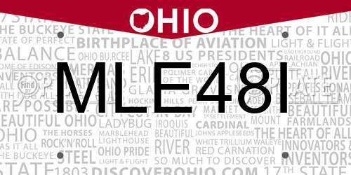 MLE48I Ohio License Plate