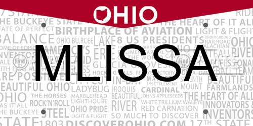 MLISSA Ohio License Plate