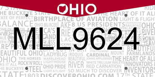 MLL9624 Ohio License Plate