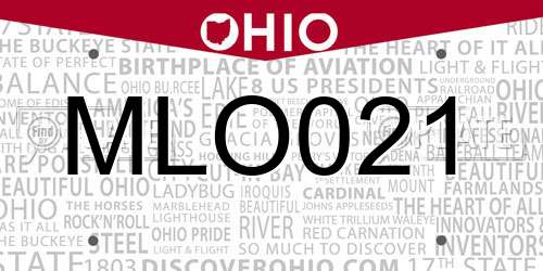 MLO021 Ohio License Plate