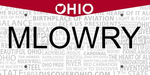 MLOWRY Ohio License Plate