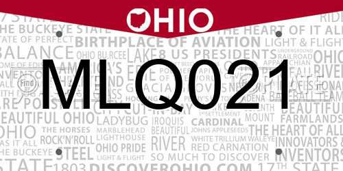 MLQ021 Ohio License Plate