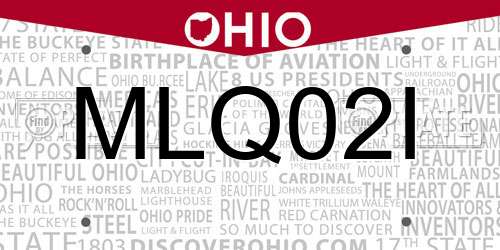 MLQ02I Ohio License Plate