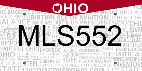 MLS552 Ohio License Plate