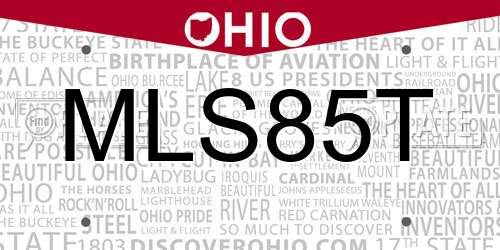 MLS85T Ohio License Plate