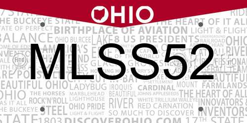 MLSS52 Ohio License Plate