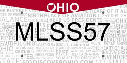 MLSS57 Ohio License Plate