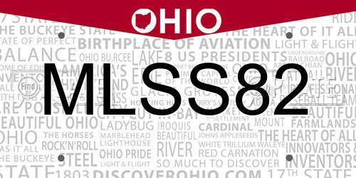 MLSS82 Ohio License Plate
