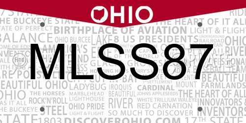 MLSS87 Ohio License Plate