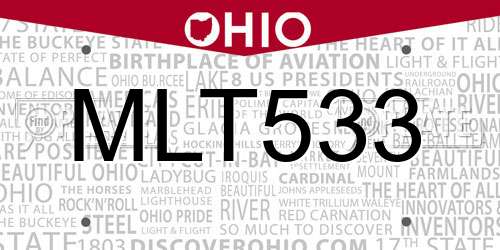 MLT533 Ohio License Plate