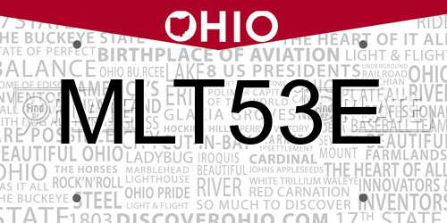 MLT53E Ohio License Plate