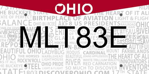 MLT83E Ohio License Plate