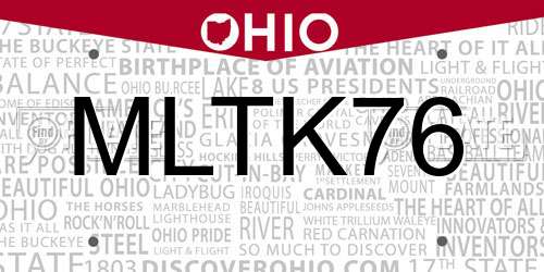 MLTK76 Ohio License Plate