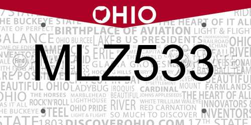 MLZ533 Ohio License Plate